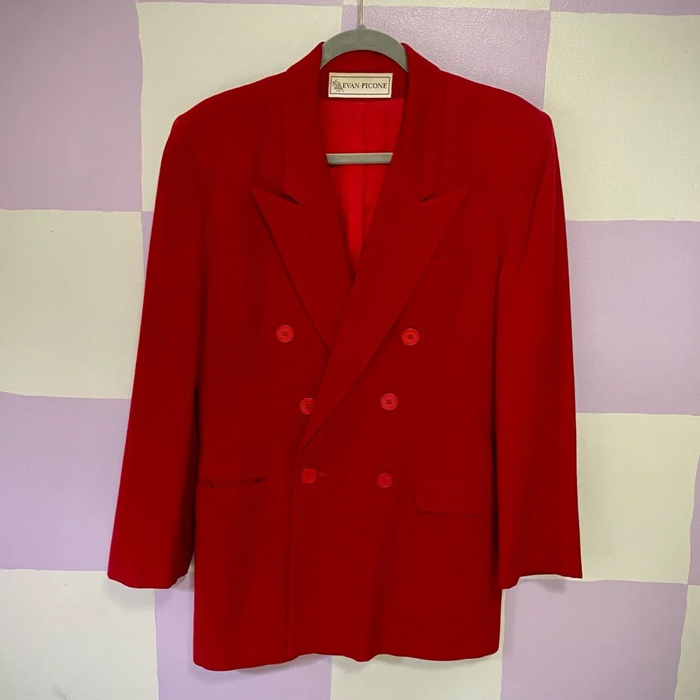 Vintage Red Double-breasted Blazer - Picture 1 of 15